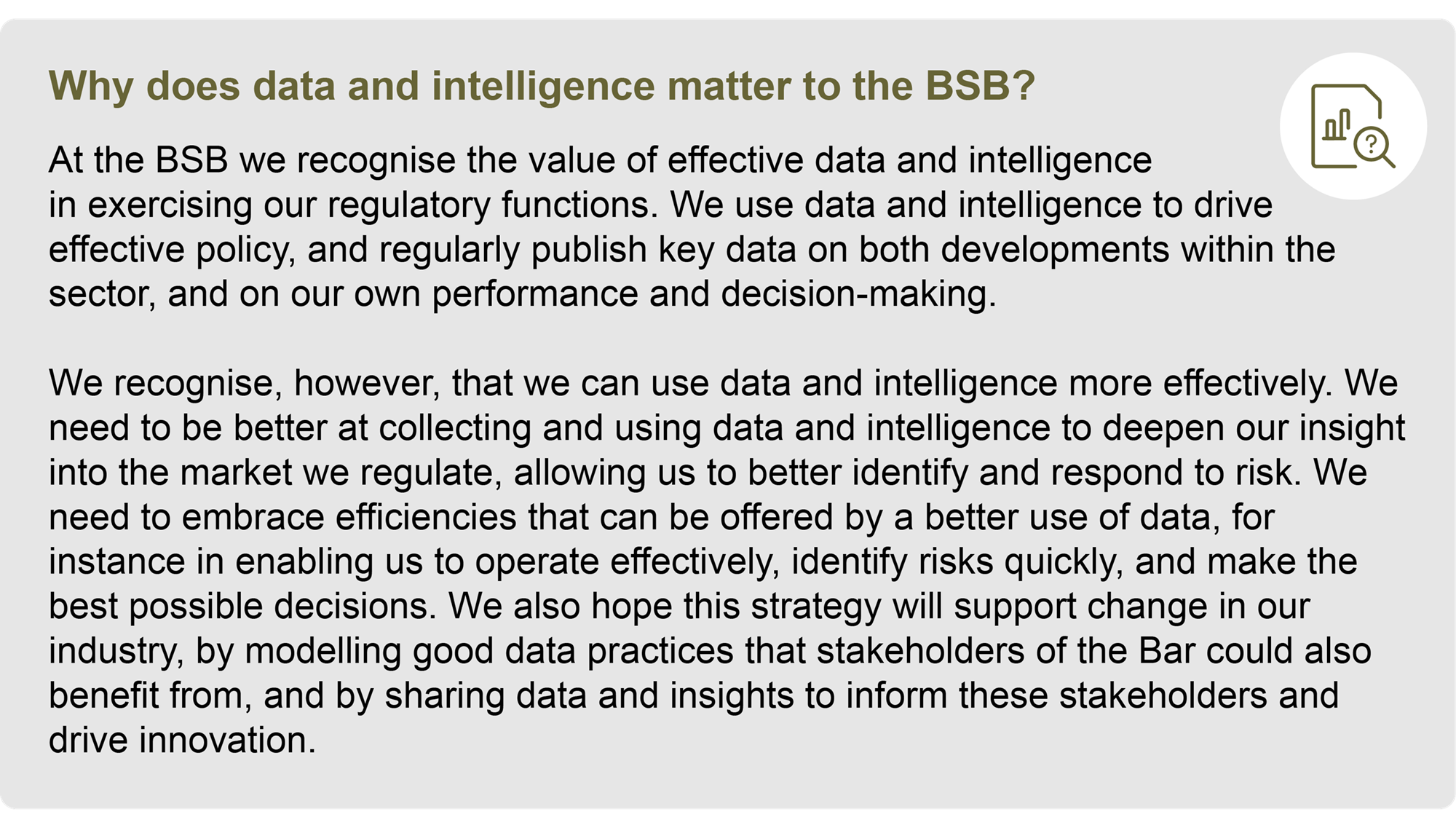 Why does data intelligence matter to the BSB?